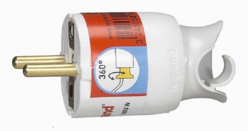 Вилка электрическая с заземлением прямая поворотная Legrand Helium 16А белый картинка 